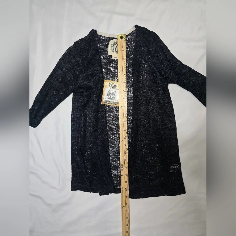 NWT Girls Black Sheer Lace Cardigan 3/4 Sleeve
